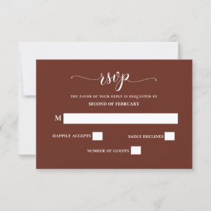 Red Terracotta Rustic Burnt Clay Earthy Wedding RSVP Card