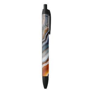Red Terracotta White Black Blue Gold Agate Geode Ink Pen