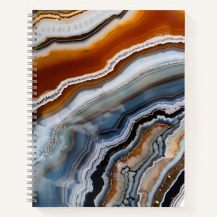 Red Terracotta White Black Blue Gold Agate Geode Notebook