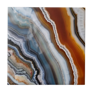 Red Terracotta White Black Blue Gold Agate Geode Tile
