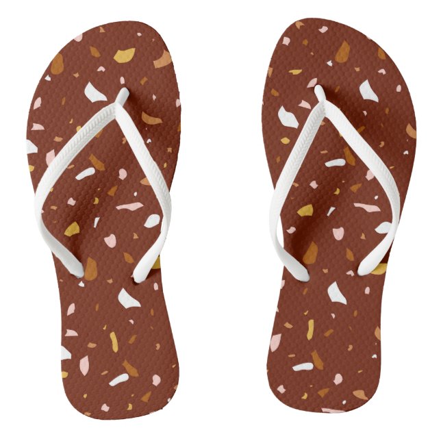 Red Terrazzo Pattern Jandals (Footbed)