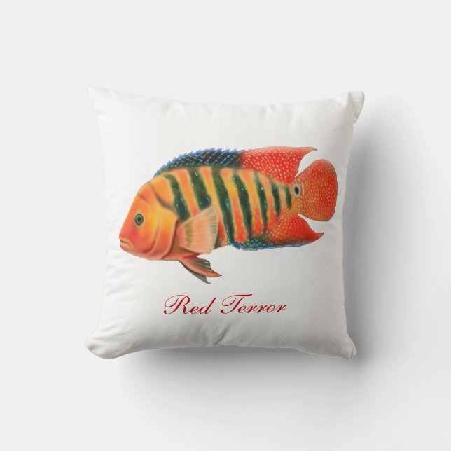 Red Terror Cichlid Fish Pillow (Front)