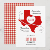 Red Texas Curling Ribbon Save the Date Invitation