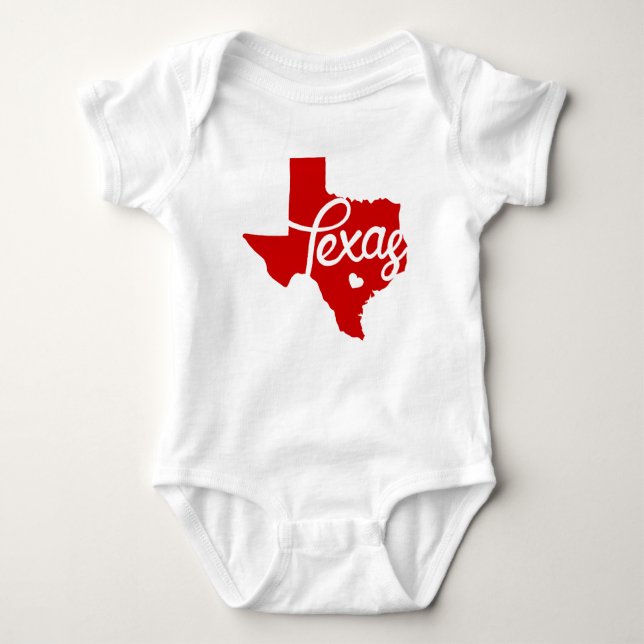 Red Texas Heart Baby Bodysuit (Front)