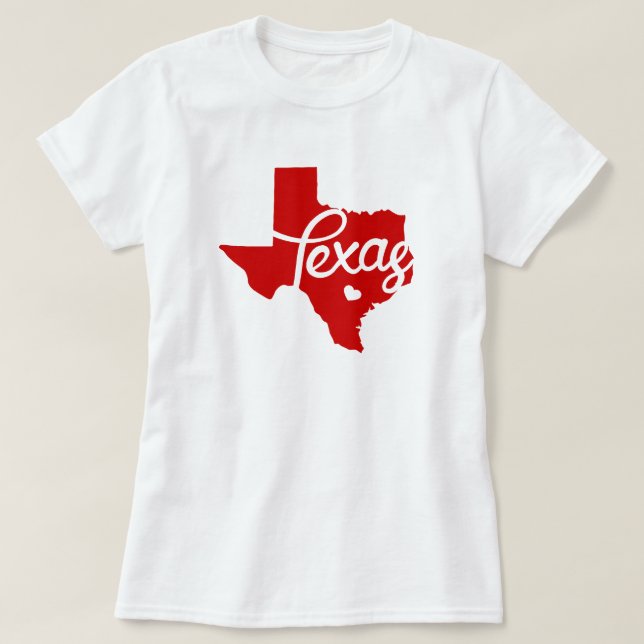 Red Texas Heart T-Shirt (Design Front)