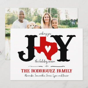Red Texas JOY Photo Holiday Card