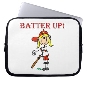 Red Text Batter Up Girls Softball Shirts and Gifts Laptop Sleeve