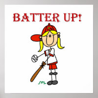 Red Text Batter Up Girls Softball Shirts and Gifts