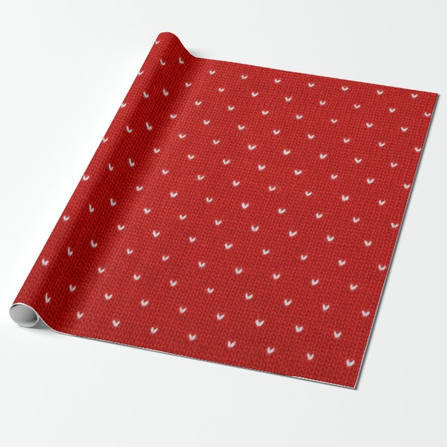 Red Textile Pattern Wrapping Paper (Unrolled)
