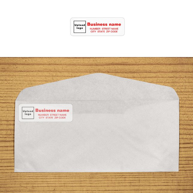 Red Texts on White Business Return Address Label (Return address label in red text on envelope)