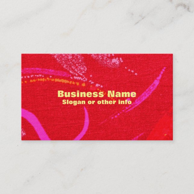 Red Textured Background with Squiggles and Shapes Business Card (Front)