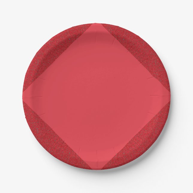 Red Textured Corners Custom Paper Plate (Front)