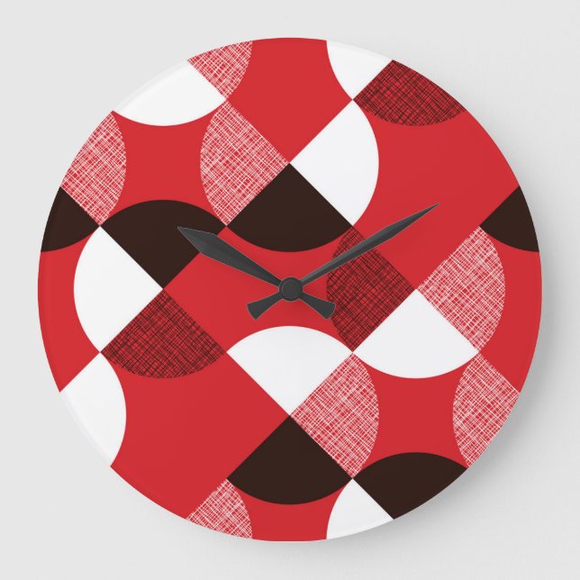 Red Textured Diagonal Dynamic Pattern Large Clock (Front)