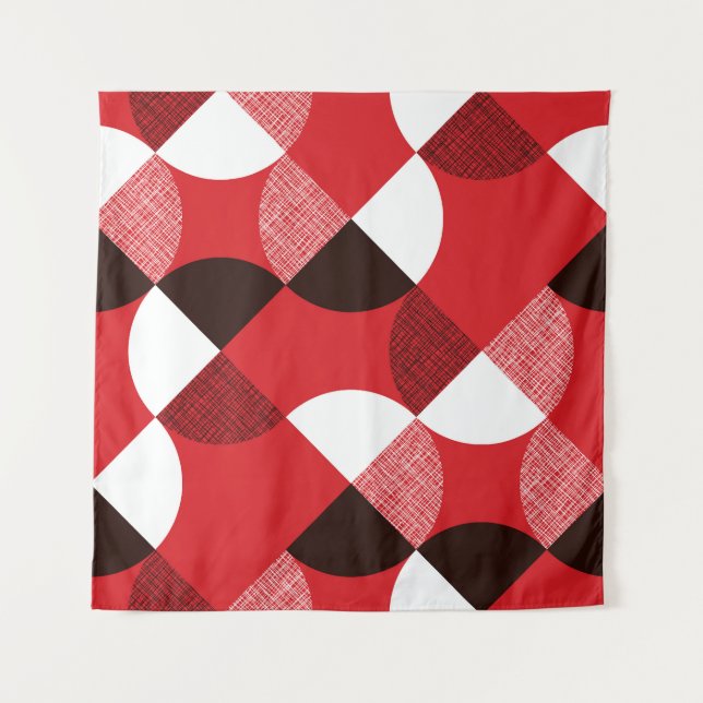 Red Textured Diagonal Dynamic Pattern Tapestry (Front)