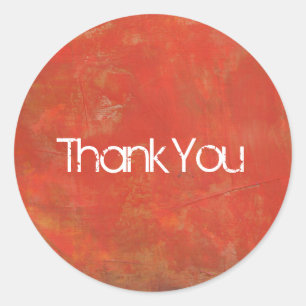 Red Textured Grunge Abstract Background Thank You Classic Round Sticker