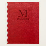 Red Textured Leather Monogram Personalised Name Planner<br><div class="desc">This design features a red textured faux leather look with a personalised monogram and name. Personalise by editing the text in the text box or delete the text for no name or monogram. #monogram #monogrammed #initial #name #personalised #red #leather #texture #planner #planning #office #work #school #home</div>