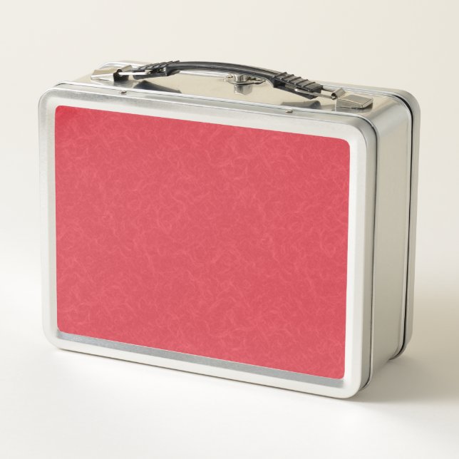 Red textured surface with subtle swirling pattern metal lunch box (Back)