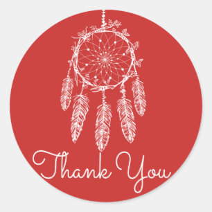 Red Thank You Dream Catcher Native American Classic Round Sticker