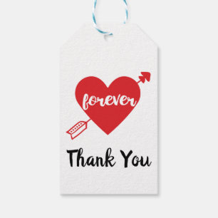Red Thank You Heart Love Wedding Bridal Shower Gift Tags