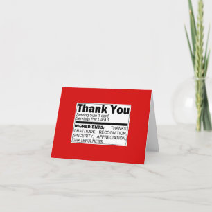 Red Thank You Ingredients Card