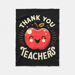 Red Thank You Teachers Motivational Appreciation F Fleece Blanket