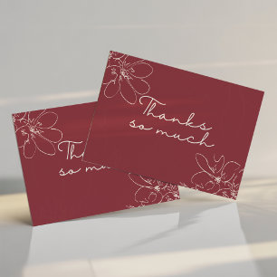 Red "Thanks So Much" Hand-Drawn Wildflower Thank You Card