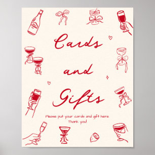 Red Thats Amore Bridal Shower Cards and Gifts Poster