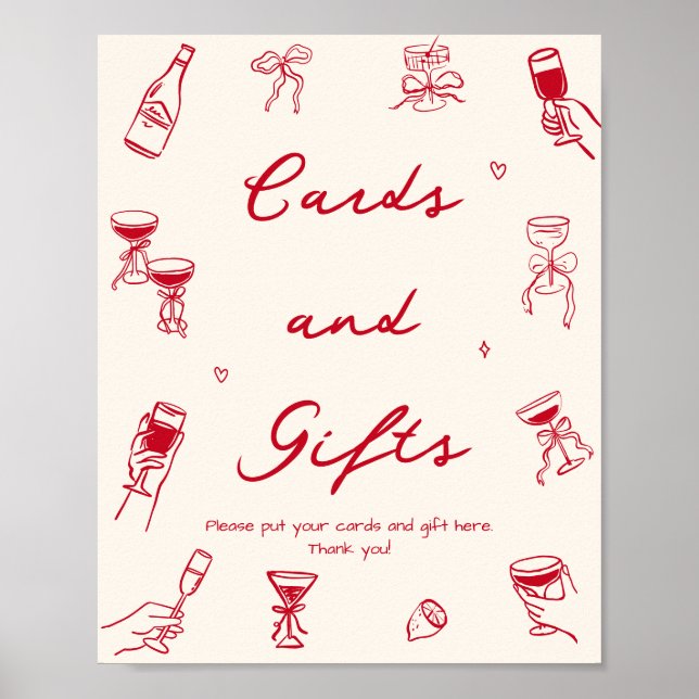 Red Thats Amore Bridal Shower Cards and Gifts Poster (Front)