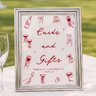 Red Thats Amore Bridal Shower Cards and Gifts Poster