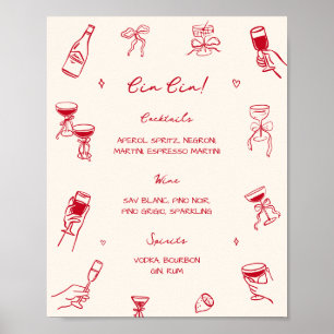 Red Thats Amore Bridal Shower Cin Cin Bar Poster
