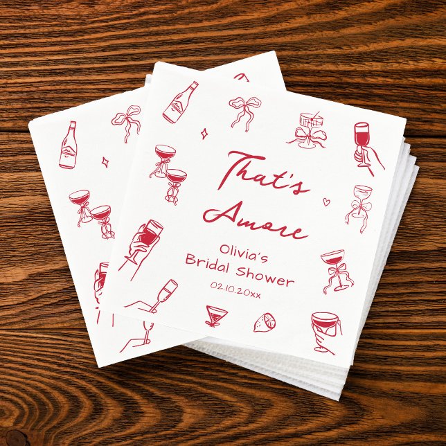 Red Thats Amore Bridal Shower Napkin (Creator Uploaded)