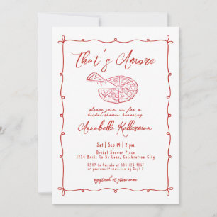 Red That's Amore Hand Drawn Bridal Shower Invitation