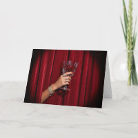 Red Theater Curtain & Crystal Wine Glass Vintage
