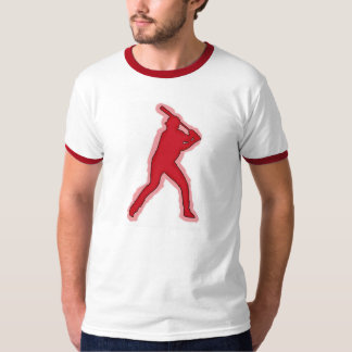 Red theme baseball player ringer guys tee