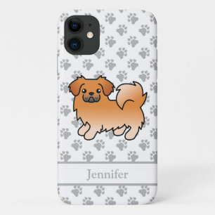 Red Tibetan Spaniel Cute Cartoon Dog & Name Case-Mate iPhone Case