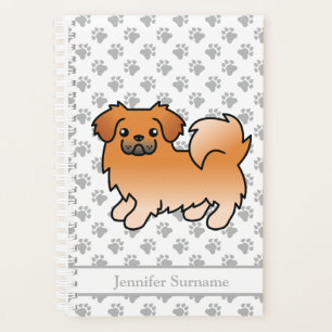 Red Tibetan Spaniel Cute Cartoon Dog & Text Planner