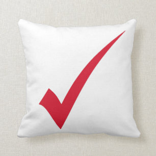 Red Tick Check Symbol Sign Mark Cushion