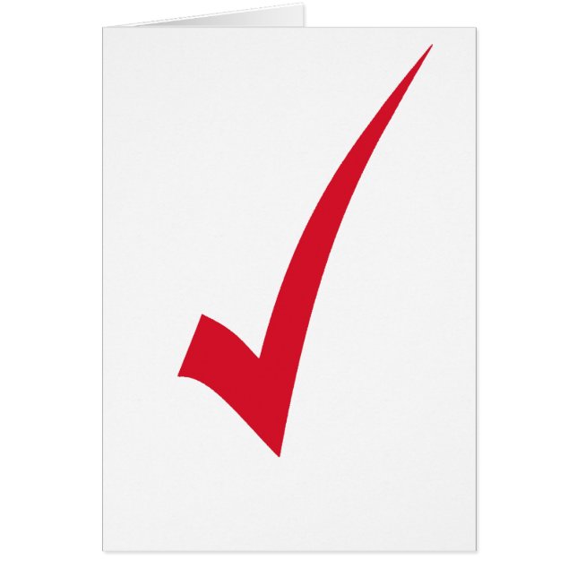 Red Tick Check Symbol Sign Mark Greeting Card (Front)