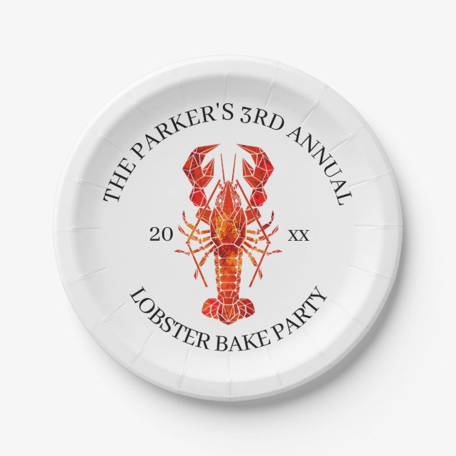 Red Tide | Lobster Bake Paper Plate (Front)