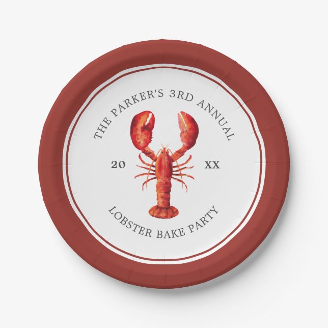 Red Tide | Lobster Bake Paper Plate (Front)