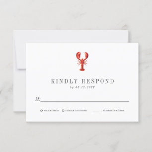 Red Tide   Lobster Themed   Wedding RSVP Card