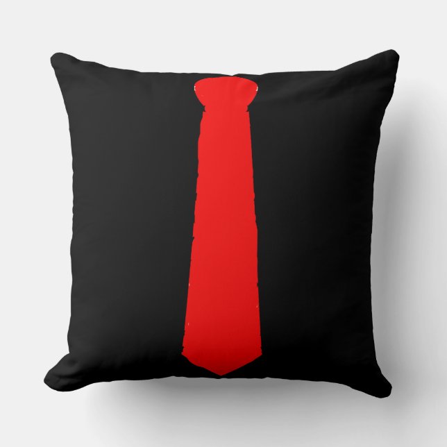 Red Tie Black Throw Pillow (Front)