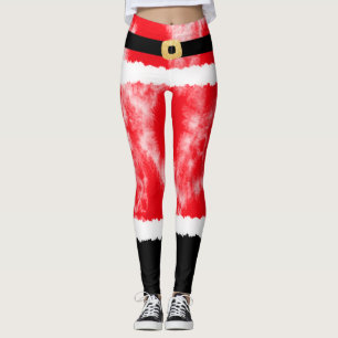 Red Tie Dye Santa Claus Costume Christmas Leggings