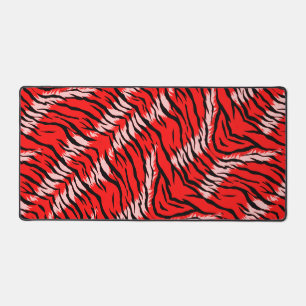 Red Tiger Animal Skin Pattern Design  Desk Mat