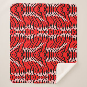 Red Tiger Animal Skin Pattern Design  Sherpa Blanket