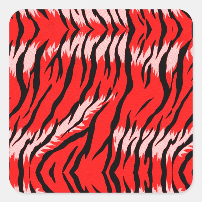Red Tiger Animal Skin Pattern Design  Square Sticker (Front)