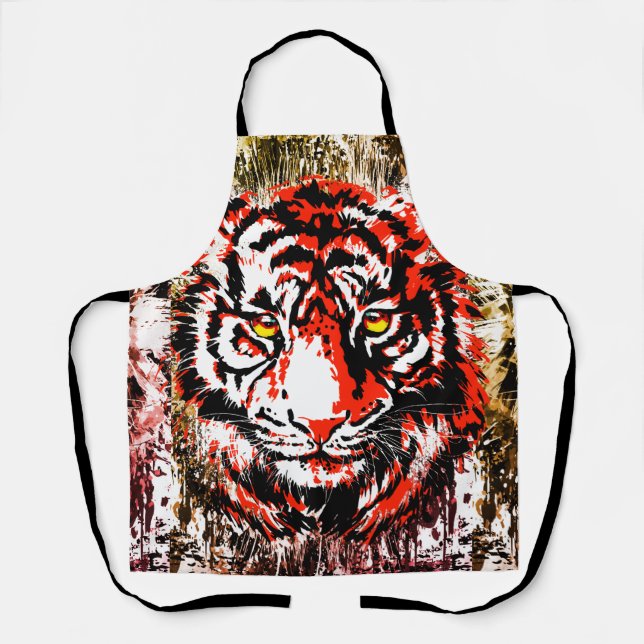 Red Tiger Apron - Red Tiger Head Drawing (Front)