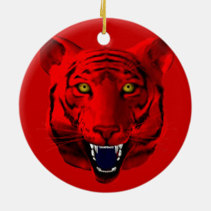 Red Tiger Ceramic Tree Decoration
