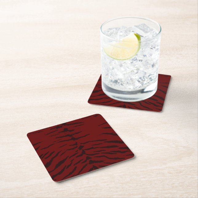 Red Tiger Digital Print Square Paper Coaster (Insitu)