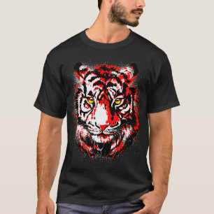 Red Tiger Head Realistic Tiger Eyes T-Shirt